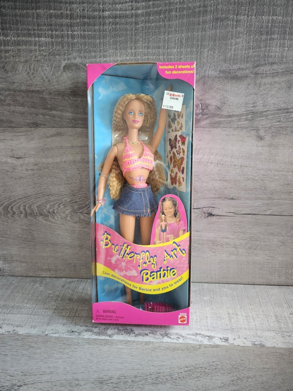Vintage 1998 BUTTERFLY ART BARBIE Tattoo #20359 Pink Suit Vhtf New